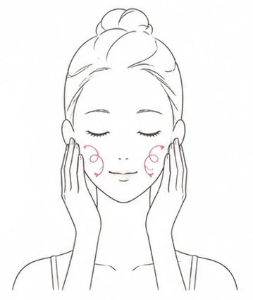 頬を円を描くようにマッサージするイラスト