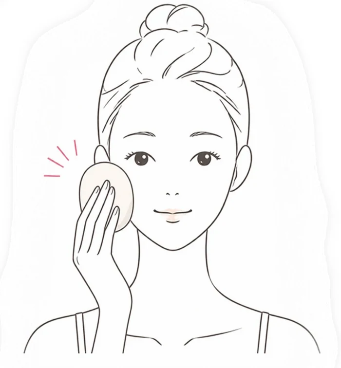 専用シリコンパッドでやさしく拭き取るイラスト